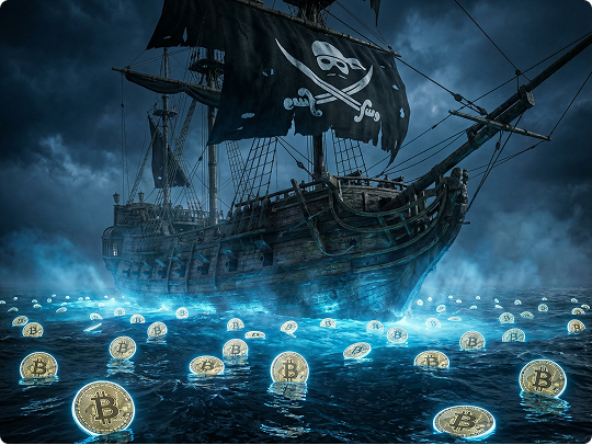 Корабль Dread Pirate в штормовом море